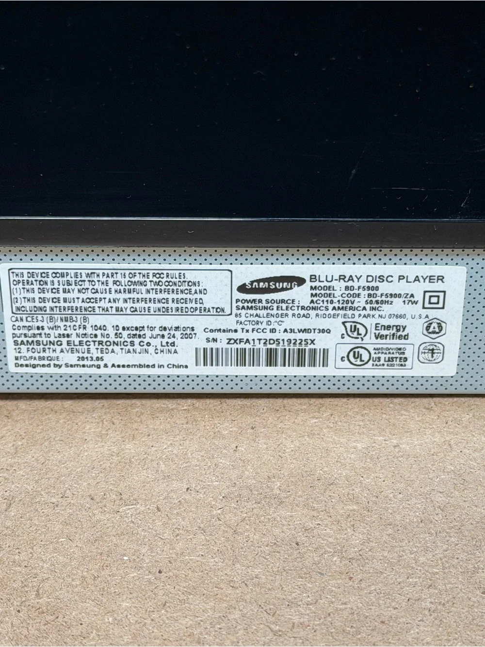 Samsung BD-F5900 3D Wi-Fi Blu-ray DVD Disc Player Tested Works No Remote